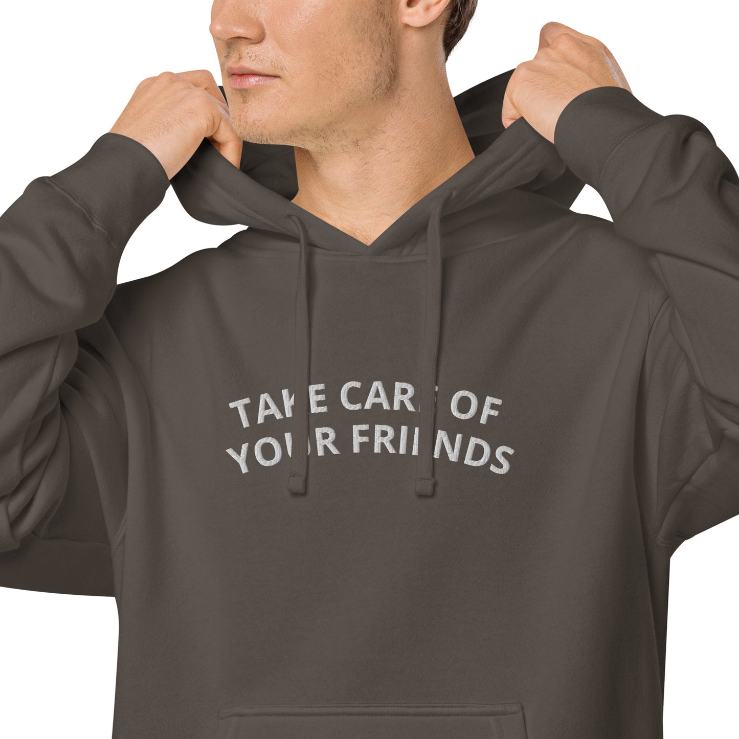 Take Care of Your Friends Vintage-dyed hoodie