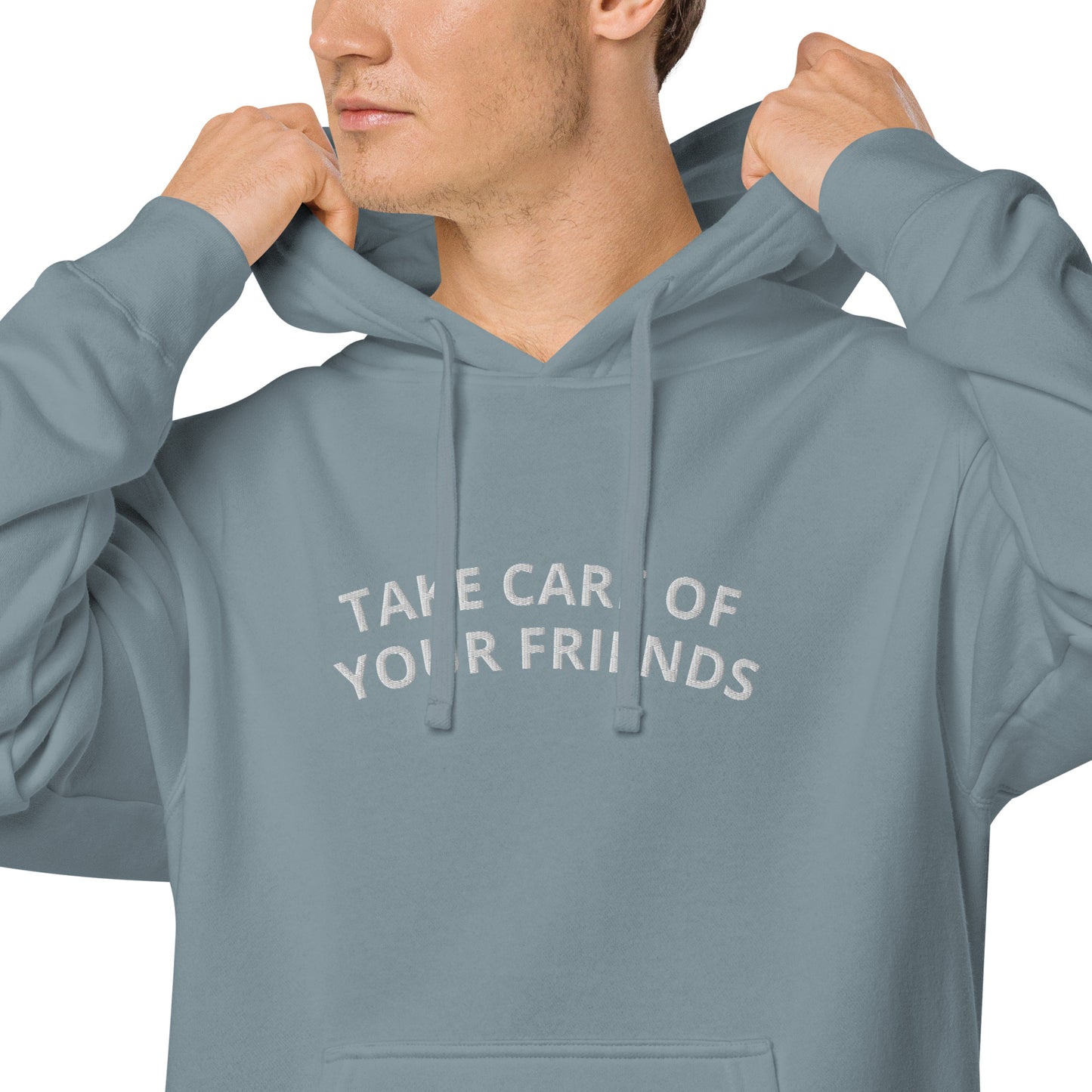 Take Care of Your Friends Vintage-dyed hoodie